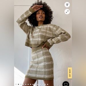 Lulus sweater top and skirt set